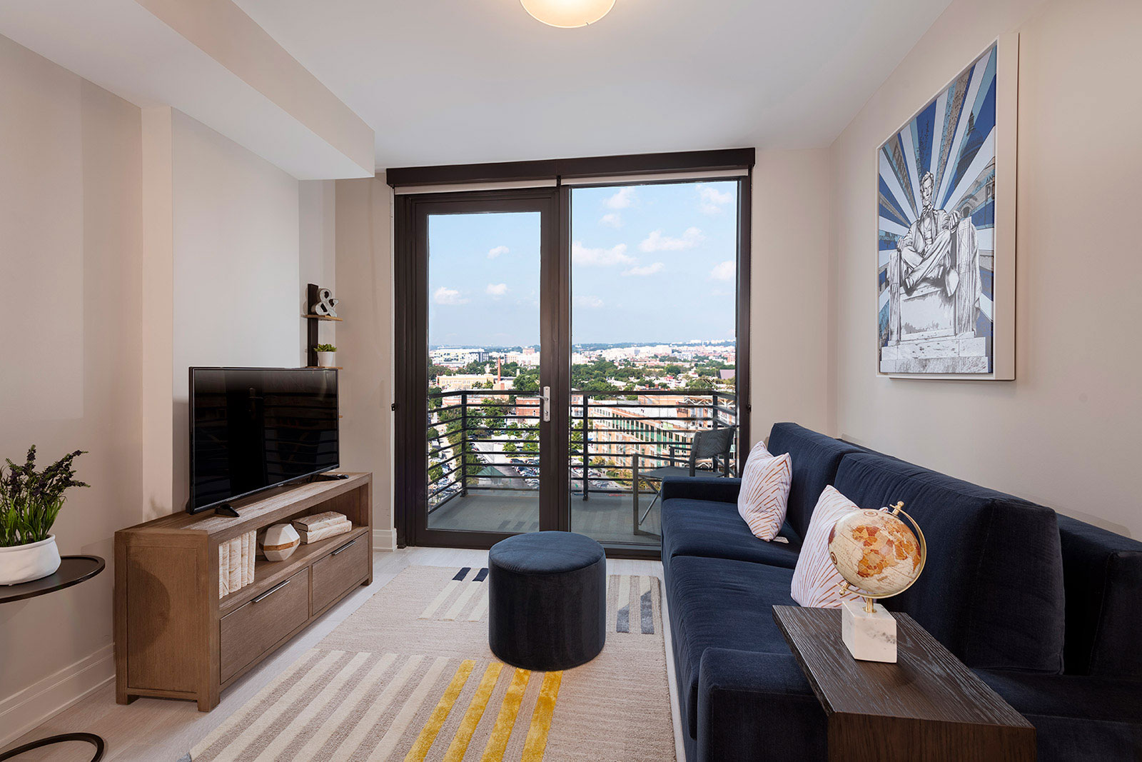 living room opens to balcony