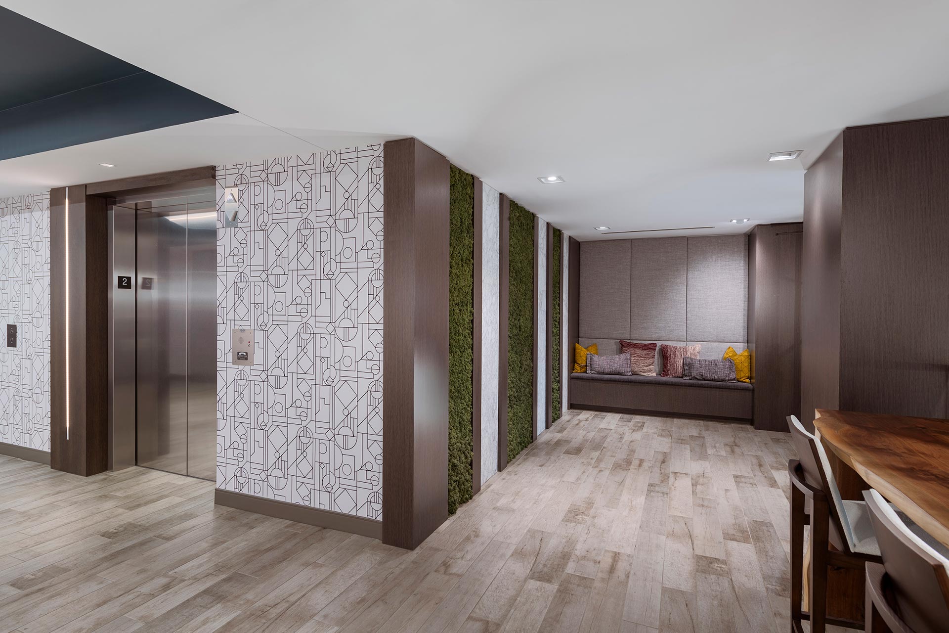 elevator lobby with seating